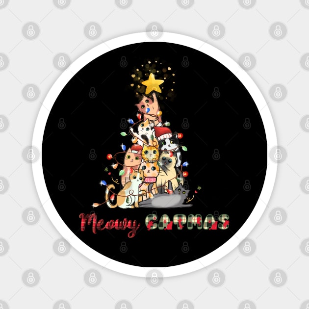 Happy Meowy Catmas Merry catsmas hooman Magnet by Catmaleon Design